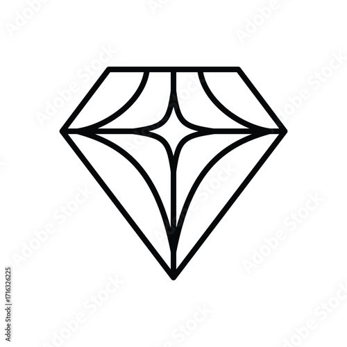 Minimalist diamond icon in flat style