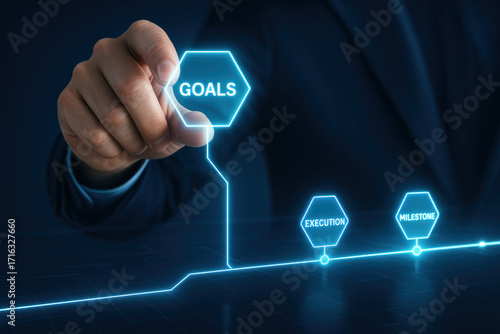 Wallpaper Mural Goals and execution drive milestone progress toward success using clear strategy and achievement focus Torontodigital.ca