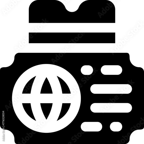 ticket glyph icon. Strong and solid vector icon for websites, mobile interfaces, presentations, and visual branding. High quality and easy to edit.