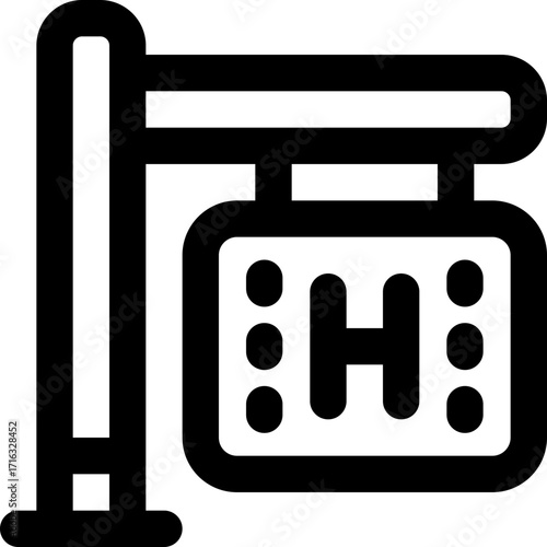 hotel sign line icon. Clean and minimalist vector icon for websites, mobile apps, presentations, and logos. Fully scalable and customizable for any project.