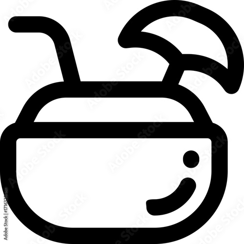 coconut drink line icon. Clean and minimalist vector icon for websites, mobile apps, presentations, and logos. Fully scalable and customizable for any project.