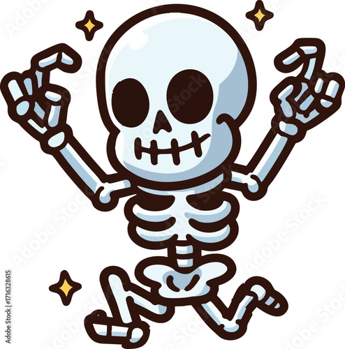 A skeleton character dancing