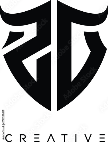 Obraz na plátně SD Shield Monogram Logo with Bull Horn – Bold Emblem Symbol for Security, Prote