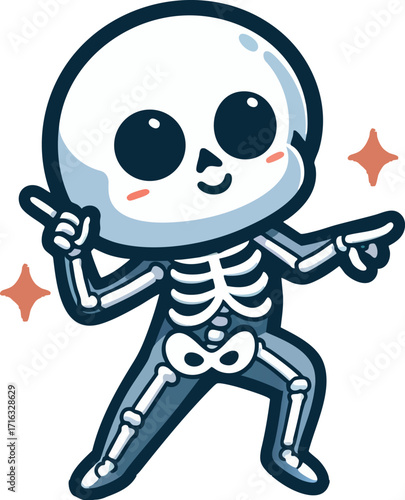 A skeleton character dancing