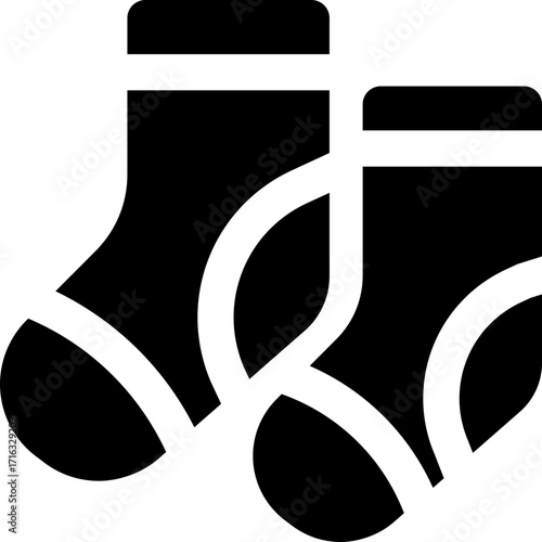 sock glyph icon. Strong and solid vector icon for websites, mobile interfaces, presentations, and visual branding. High quality and easy to edit.