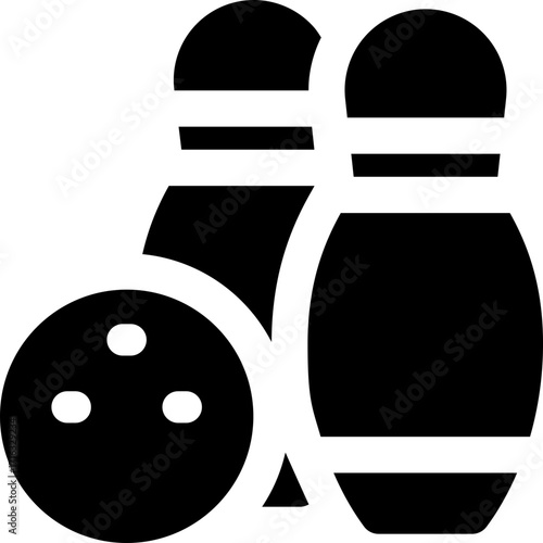bowling glyph icon. Strong and solid vector icon for websites, mobile interfaces, presentations, and visual branding. High quality and easy to edit.