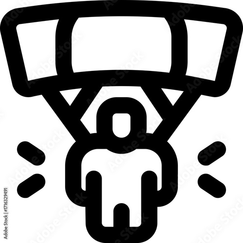 paragliding line icon. Clean and minimalist vector icon for websites, mobile apps, presentations, and logos. Fully scalable and customizable for any project.