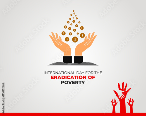 International Day  for the Eradication of Poverty. 17 October. Holiday concept. Template for background with banner, poster and card. Vector illustration.