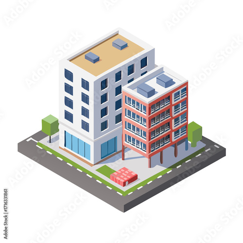 isometric building isometric vector
