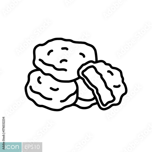 Chicken Nuggets Outline Vector Icon