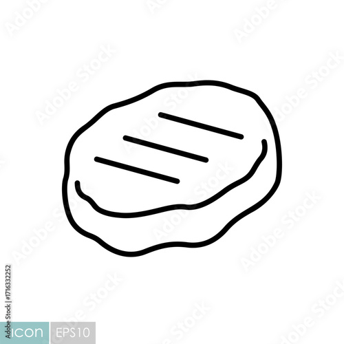 Grilled Meat Patty Vector Outline Icon