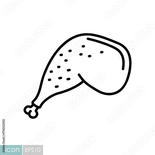 Roasted Duck Leg Vector Outline Icon