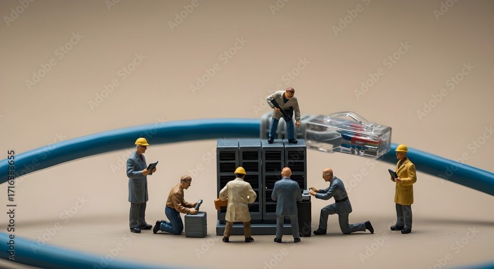 Fototapeta premium Tiny hands working diligently to create grand structures from LEGO pieces.