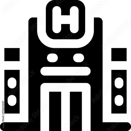 hotel glyph icon. Strong and solid vector icon for websites, mobile interfaces, presentations, and visual branding. High quality and easy to edit.