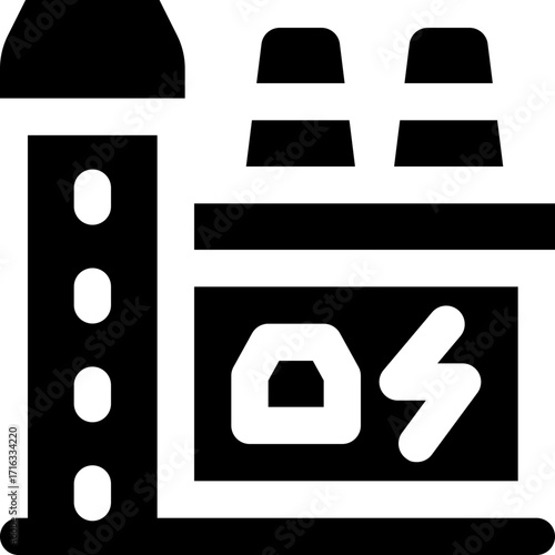 electric factory glyph icon. Strong and solid vector icon for websites, mobile interfaces, presentations, and visual branding. High quality and easy to edit.