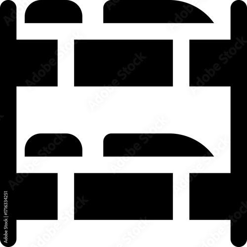 bunk bed glyph icon. Strong and solid vector icon for websites, mobile interfaces, presentations, and visual branding. High quality and easy to edit.