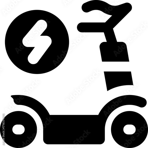 scooter glyph icon. Strong and solid vector icon for websites, mobile interfaces, presentations, and visual branding. High quality and easy to edit.