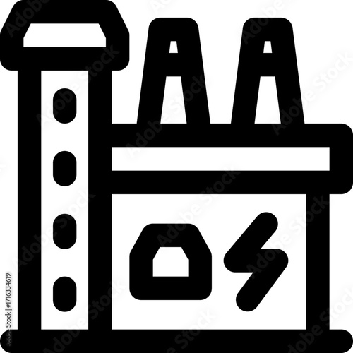electric factory line icon. Clean and minimalist vector icon for websites, mobile apps, presentations, and logos. Fully scalable and customizable for any project.