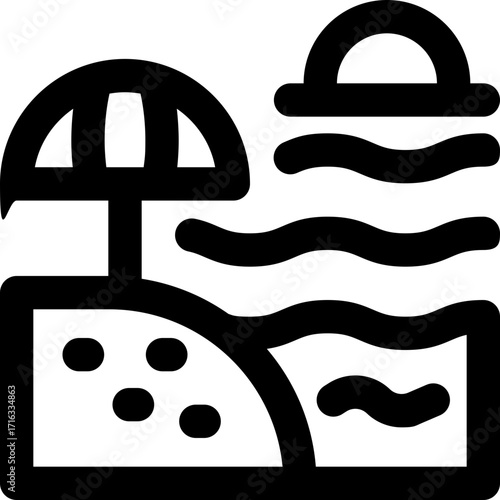 beach line icon. Clean and minimalist vector icon for websites, mobile apps, presentations, and logos. Fully scalable and customizable for any project.