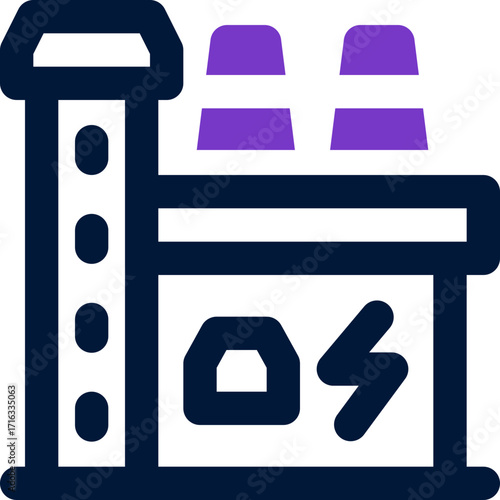 electric factory duotone icon. Sleek and modern vector icon for websites, mobile apps, marketing materials, and corporate design. Fully scalable and ready to use.