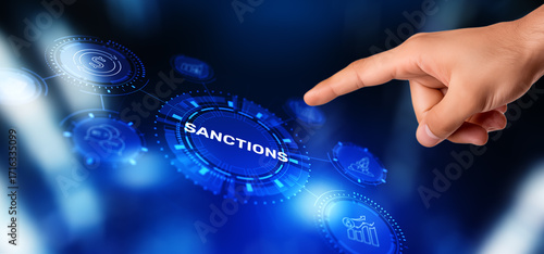 Economic sanctions as political pressure tool with financial restrictions and trade limitations
