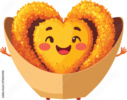 Cute Cartoon Heart-Shaped Chicken Nugget