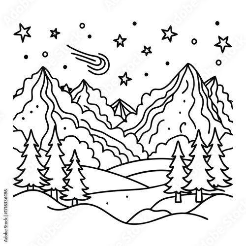 Aurora, kids line art doodle pattern design t shirt silhouette and vector, intricate line art design, relaxing printable, high-quality illustration for stress relief, art therapy activity.