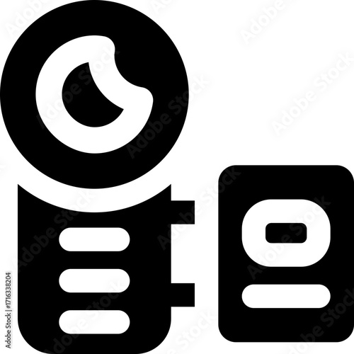 camcorder glyph icon. Strong and solid vector icon for websites, mobile interfaces, presentations, and visual branding. High quality and easy to edit.