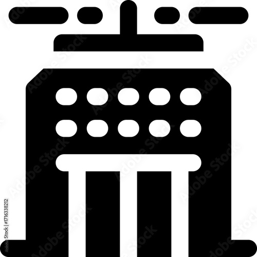 hotel glyph icon. Strong and solid vector icon for websites, mobile interfaces, presentations, and visual branding. High quality and easy to edit.