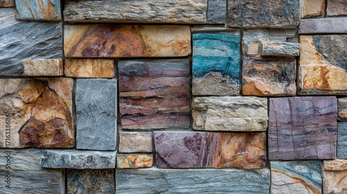 Multicolored stone wall texture background various shades and patterns natural rock design
