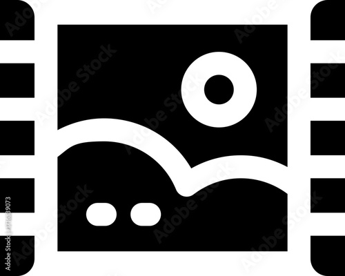 documentary glyph icon. Strong and solid vector icon for websites, mobile interfaces, presentations, and visual branding. High quality and easy to edit.