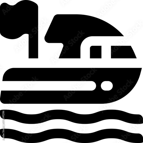 speed boat glyph icon. Strong and solid vector icon for websites, mobile interfaces, presentations, and visual branding. High quality and easy to edit.