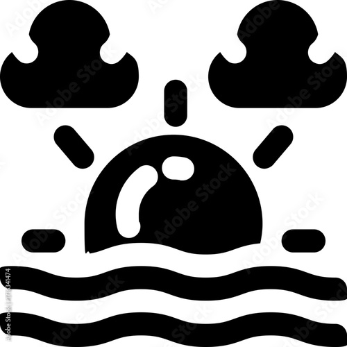 sunrise glyph icon. Strong and solid vector icon for websites, mobile interfaces, presentations, and visual branding. High quality and easy to edit.