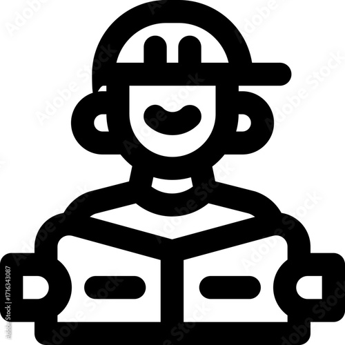 person reading map line icon. Clean and minimalist vector icon for websites, mobile apps, presentations, and logos. Fully scalable and customizable for any project.