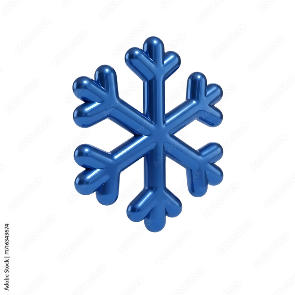 Obraz premium 3d icon of a shiny blue snowflake isolated on transparent background
