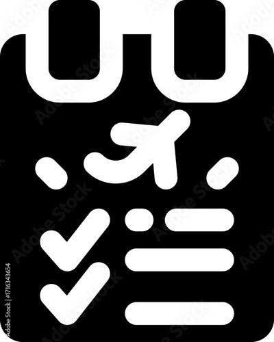 itinerary glyph icon. Strong and solid vector icon for websites, mobile interfaces, presentations, and visual branding. High quality and easy to edit.