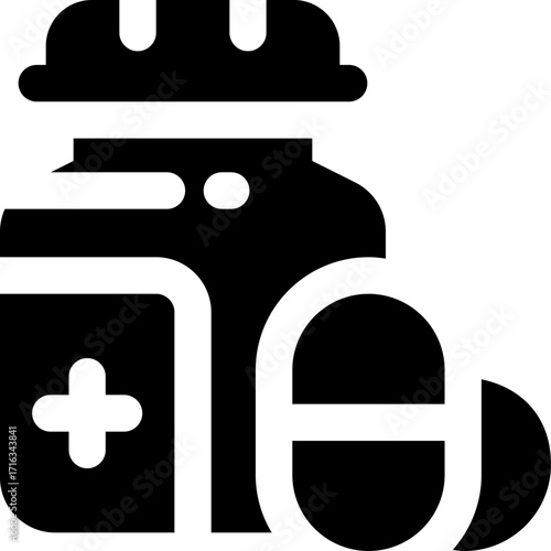 medicine glyph icon. Strong and solid vector icon for websites, mobile interfaces, presentations, and visual branding. High quality and easy to edit.