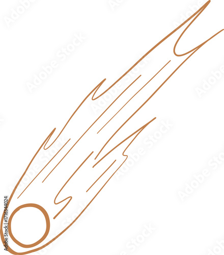 Meteor Streak With Motion Lines In Outline