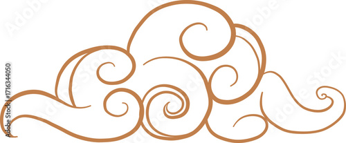 Swirling Cloud With Spiral Curls Outline