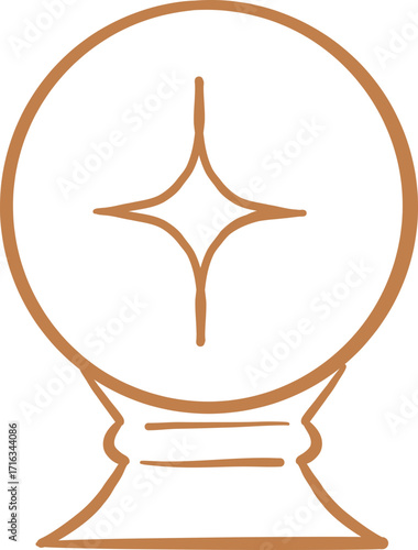Mystic Crystal Ball With Central Star Symbol