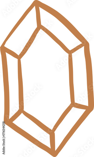 Faceted Gemstone Crystal In Angular Outline