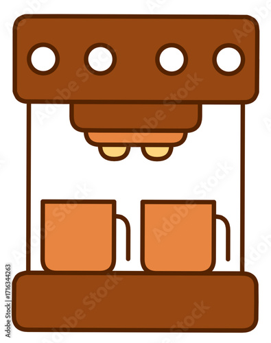 illustration of an espresso machine with two cups