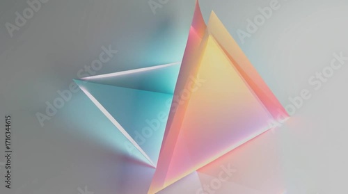 Vibrant geometric shapes reflecting light create an artistic abstract background, perfect for creative projects and designs.