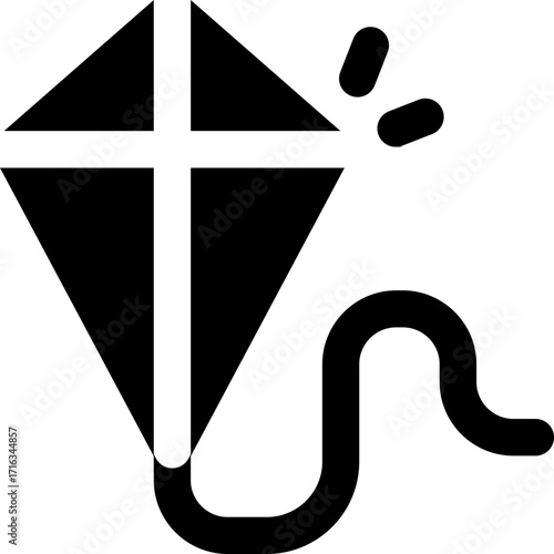 kite glyph icon. Strong and solid vector icon for websites, mobile interfaces, presentations, and visual branding. High quality and easy to edit.