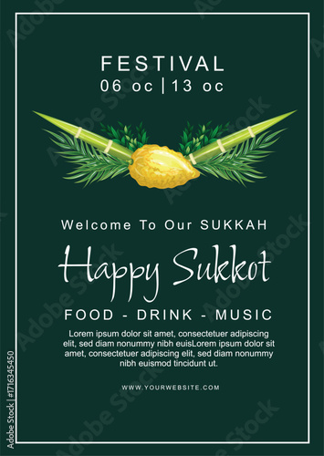 Sukkot Festival Invitation with Different Backgrounds