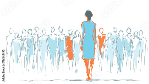Successful Female Leader Stands Out in Diverse Business Crowd