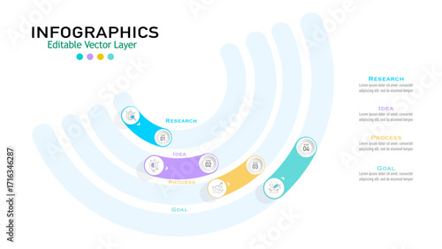 A vector illustration of a business infographic with a 4-step process. Ideal for presentations, reports, and websites.