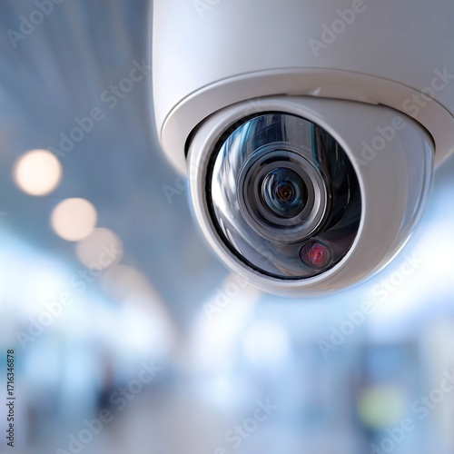 Close-up of a modern indoor smart security camera lens