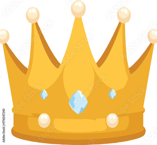  Elegant Golden Crown with Pearls and Diamonds