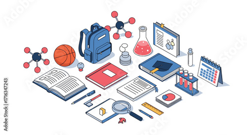 Wallpaper Mural A collection of school and science supplies arranged in a grid. Torontodigital.ca